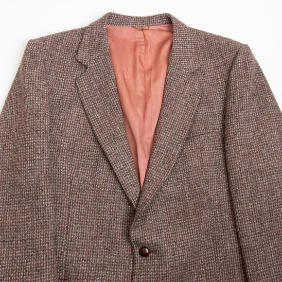 Vintage Harris Tweed Brown Wool Blazer 40R Handwoven Scotland - Picture 4 of 15